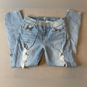 7 for all mankind josefina skinny boyfriend button fly Distressed size 25